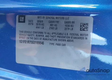 2016 Chevrolet Camaro 1Ss из США, поврежденный, VIN 1G1FE1R75G0189846